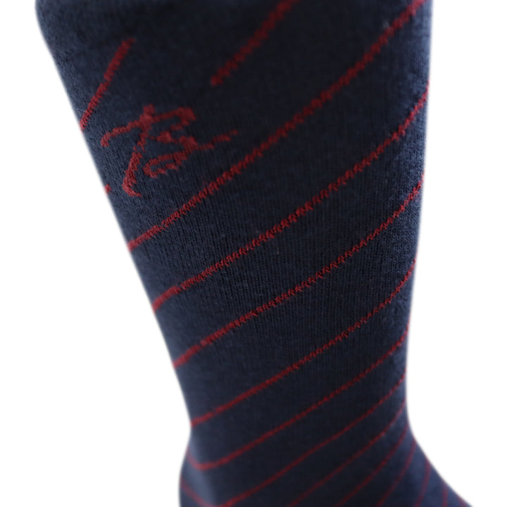 Louluu Men Cotton Dark Blue Stripped Crew Socks