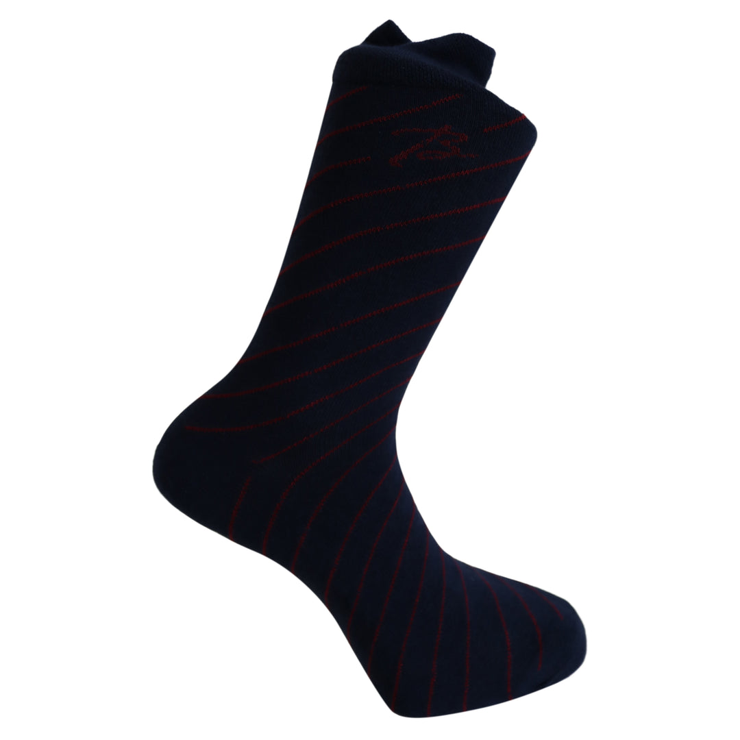 Louluu Men Cotton Dark Blue Stripped Crew Socks