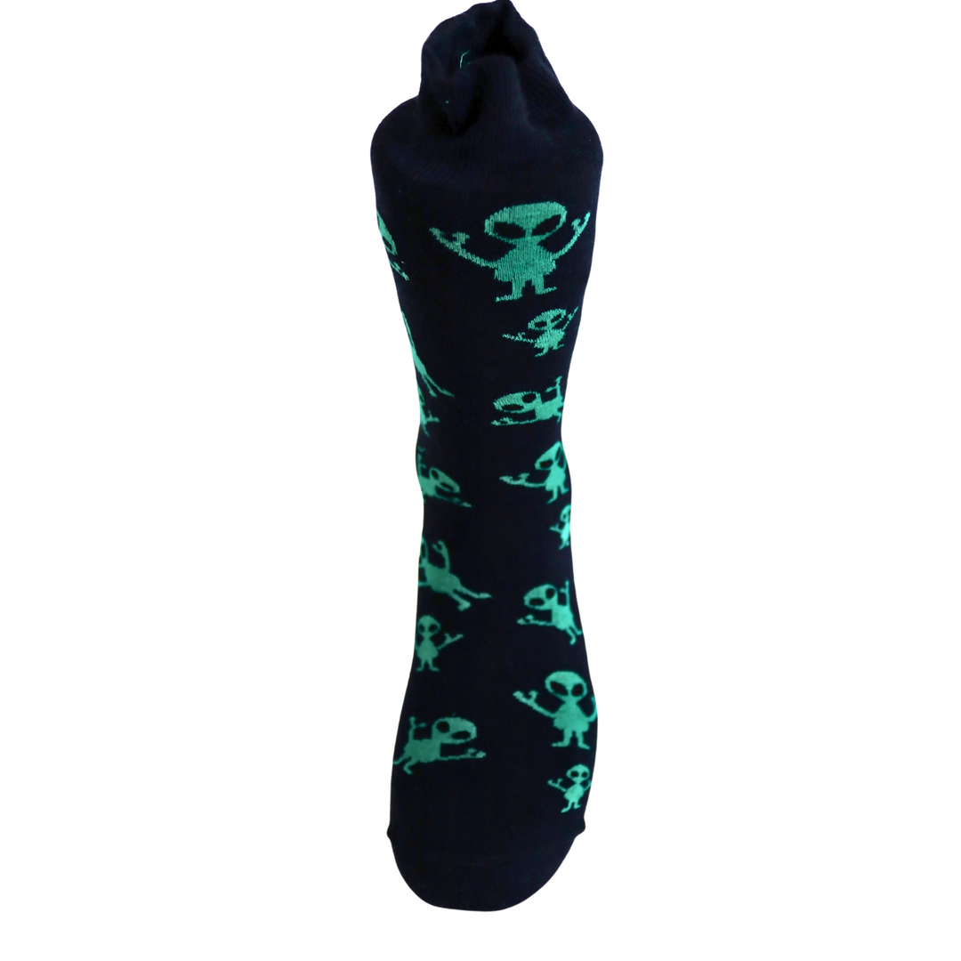 Louluu Men Alien Black Colour Crew Socks