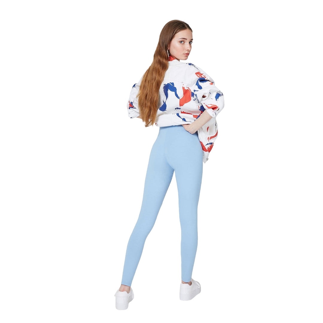 FashionTight Blue Basic High Waisted Slogan Leggings