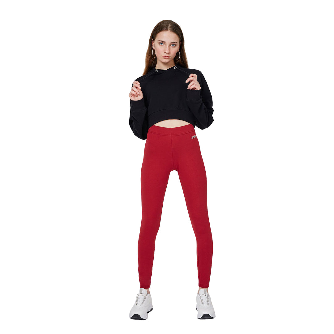 FashionTight Red Basic High Waisted Slogan Leggings