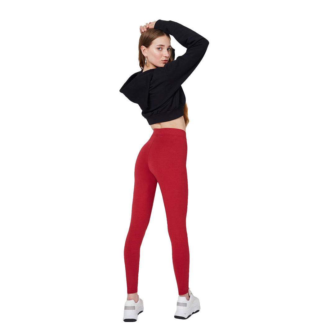 FashionTight Red Basic High Waisted Slogan Leggings