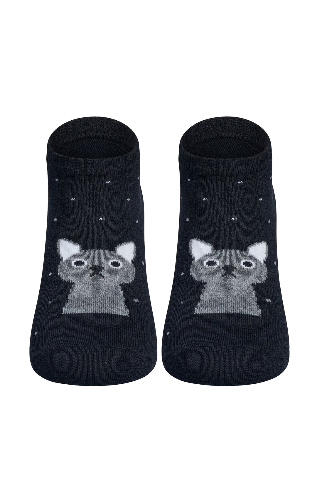 Louluu women's cotton Black Cat low cut socks — front view | Louluu