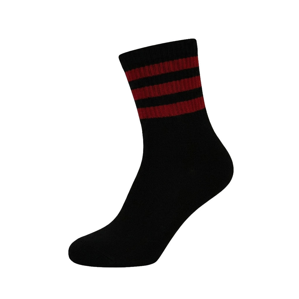 Louluu women's cotton Black tennis socks — breathable — front view | Louluu