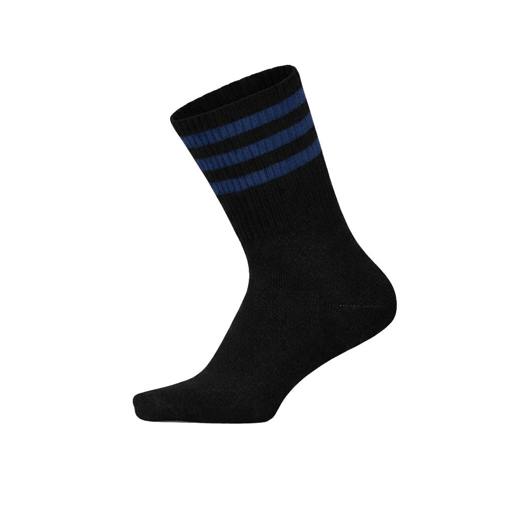 Louluu women's cotton Black tennis socks — breathable — front view | Louluu