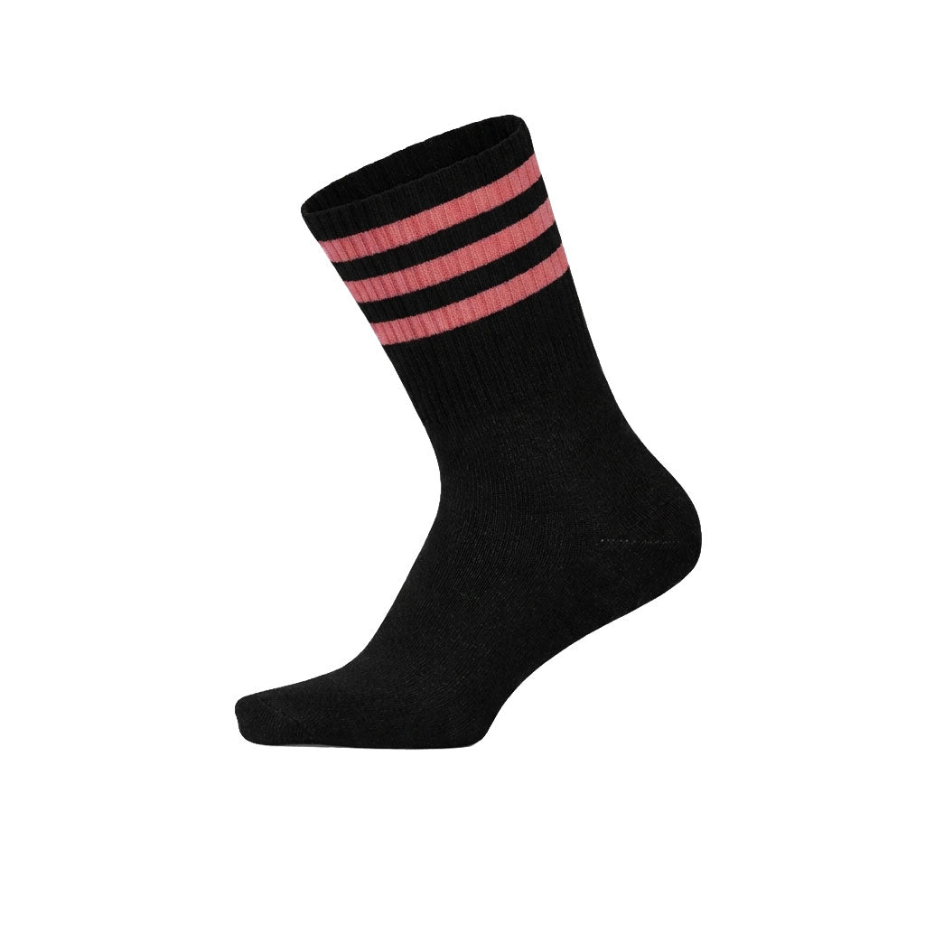 Louluu women's cotton Black tennis socks — breathable — front view | Louluu