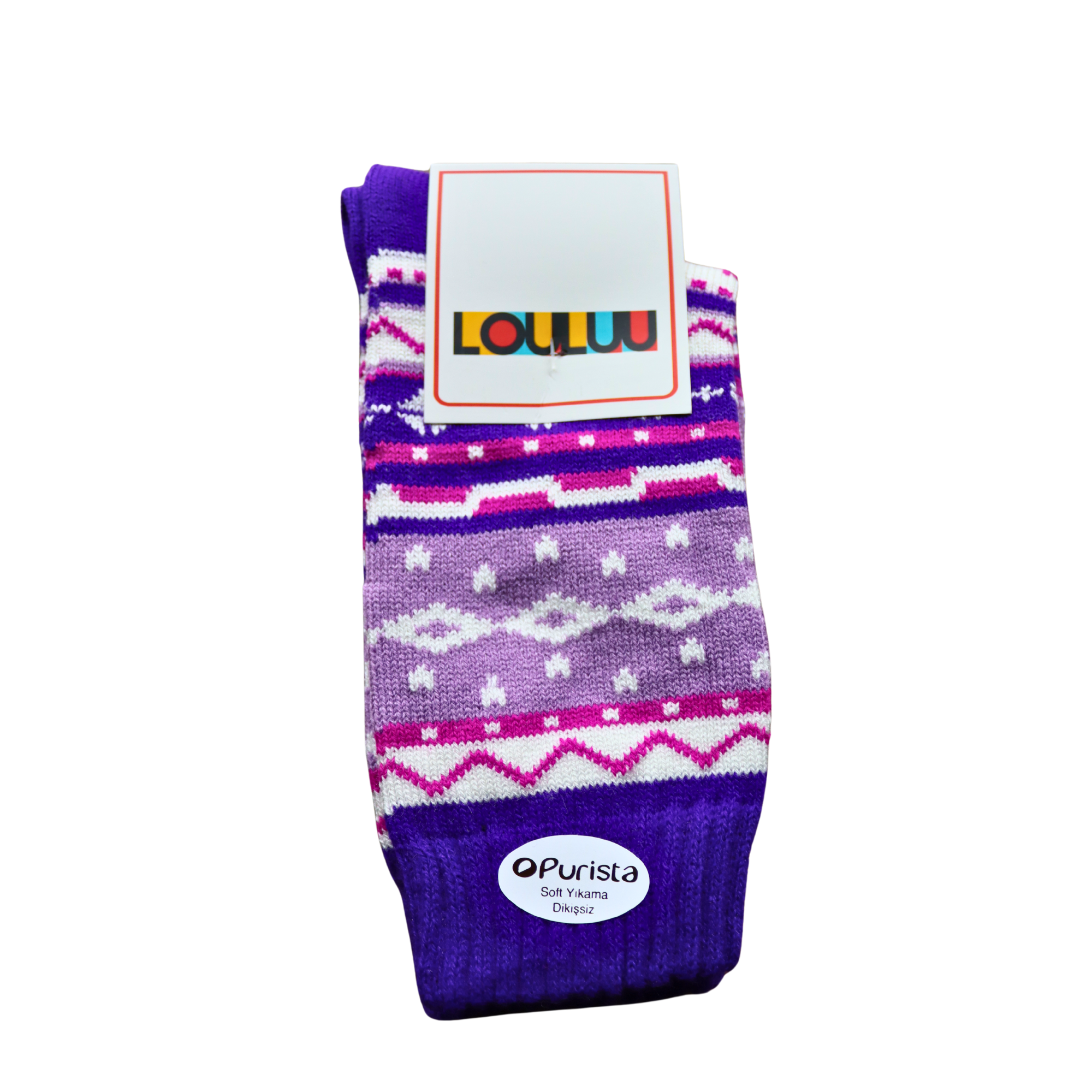 Louluu Women Purple Colour Nordic Design Socks