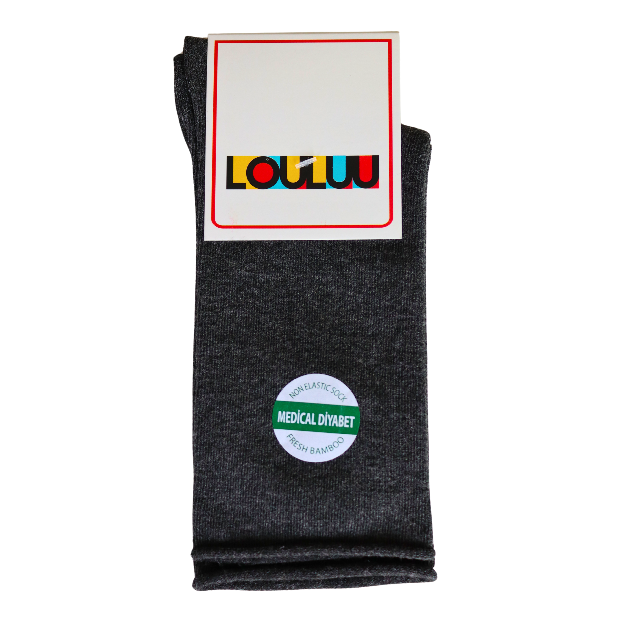 Louluu Women Smoke Grey Colour Bamboo Diabetic Crew Socks