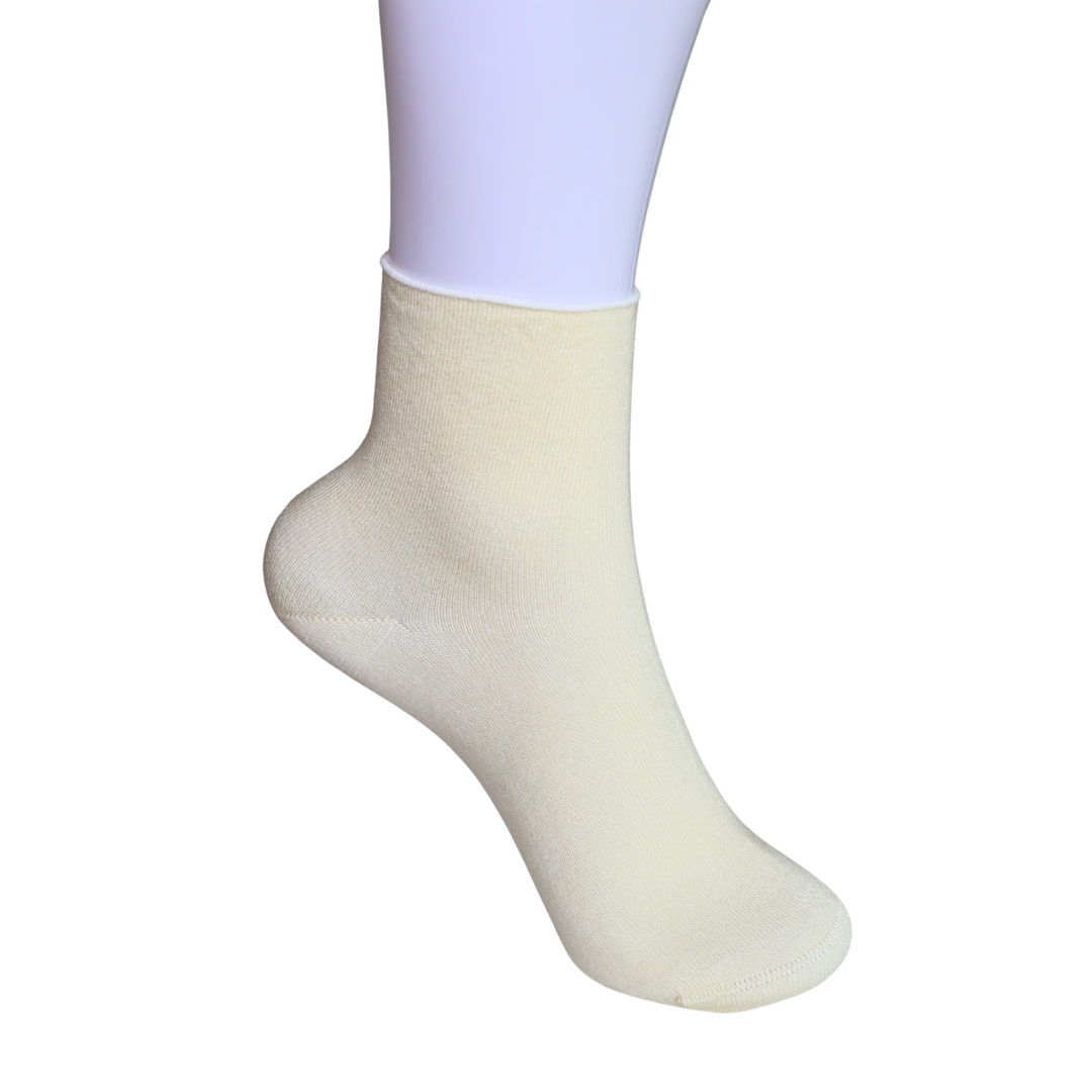 Louluu Women Yellow Colour Bamboo Diabetic Ankle Socks