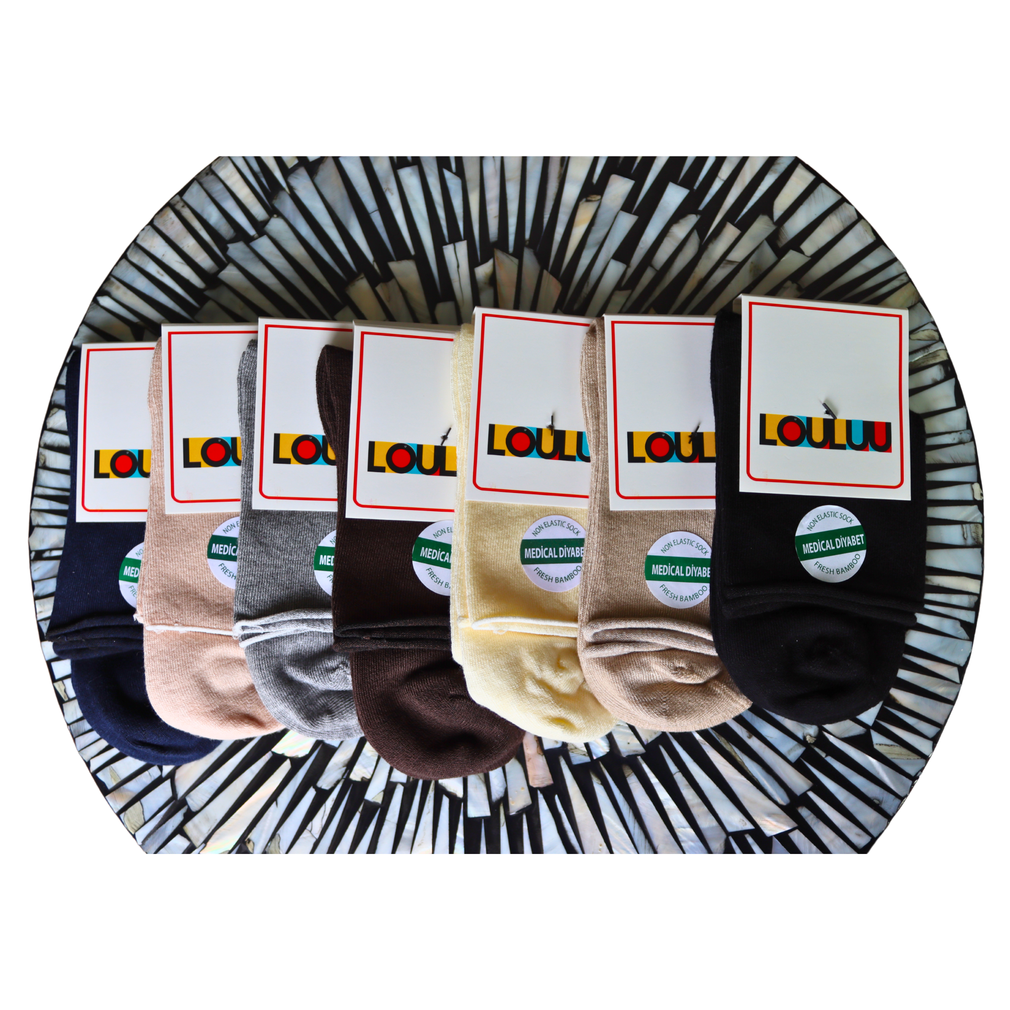 Louluu Women Beige Colour Bamboo Diabetic Ankle Socks