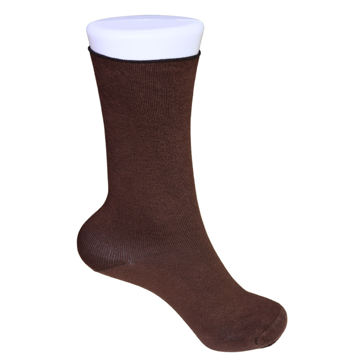 Louluu Women Brown Colour Bamboo Diabetic Crew Socks