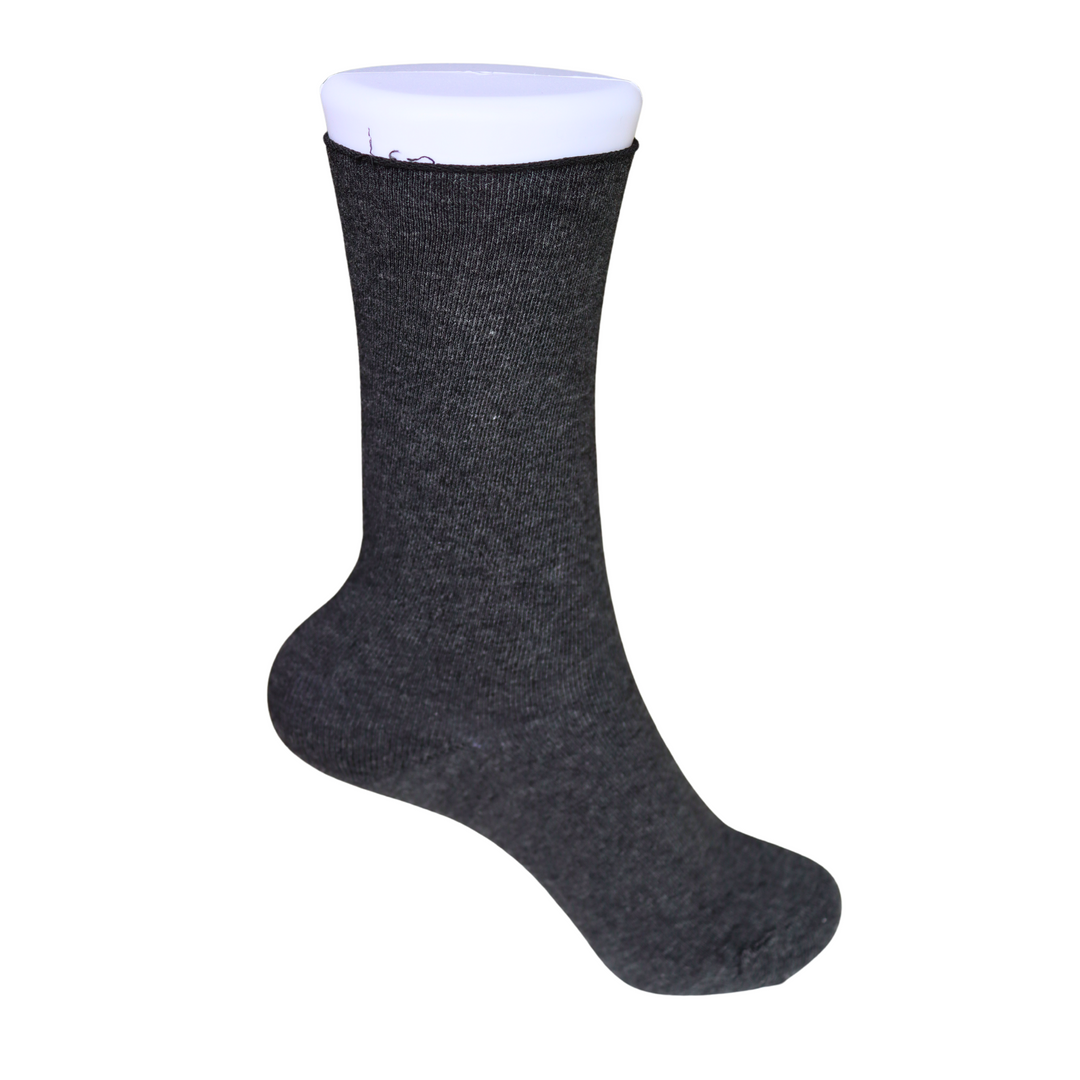 Louluu Women Smoke Grey Colour Bamboo Diabetic Crew Socks