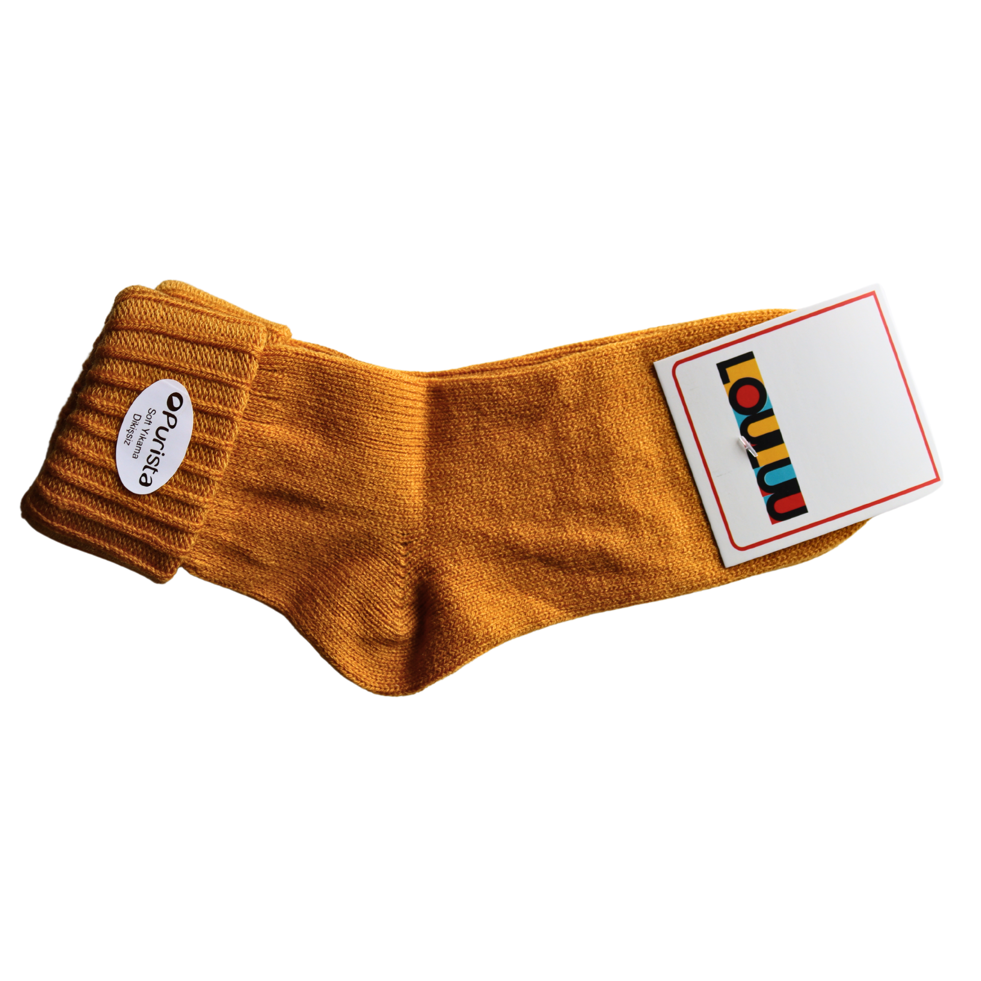 Louluu Wool Mustard Colour Turn Cuff Soft Ankle Socks