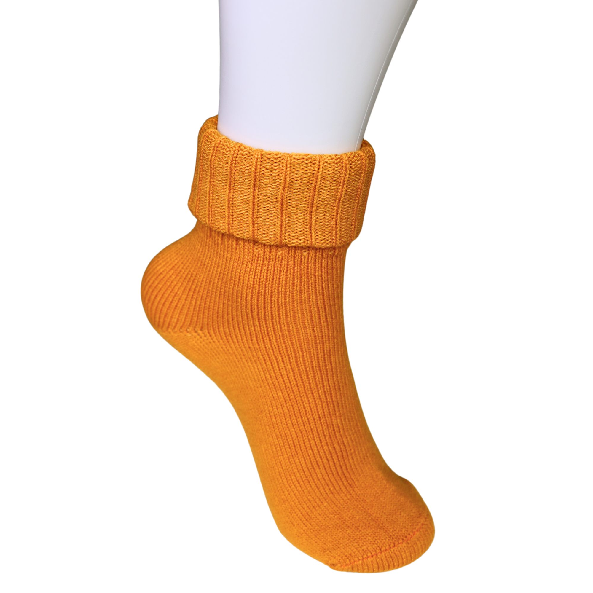 Louluu Wool Mustard Colour Turn Cuff Soft Ankle Socks