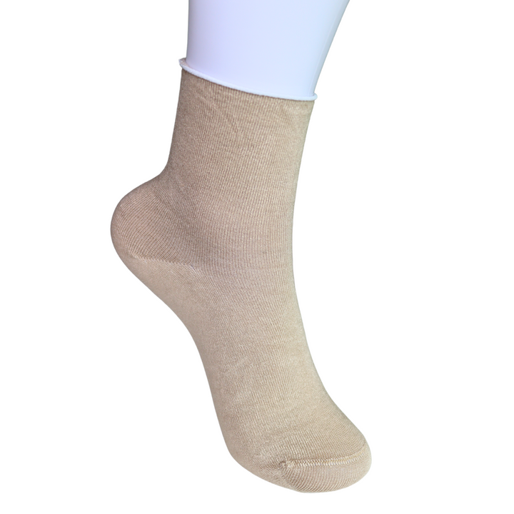 Louluu Women Beige Colour Bamboo Diabetic Ankle Socks