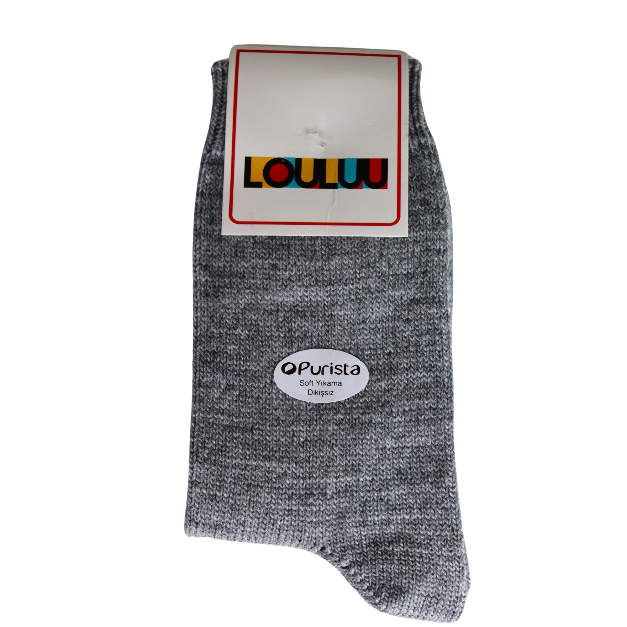 Louluu Women Grey Colour Lambswool Socks