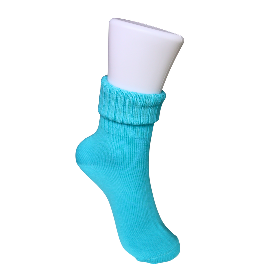 Louluu Wool Blue Colour Turn Cuff Soft Ankle Socks