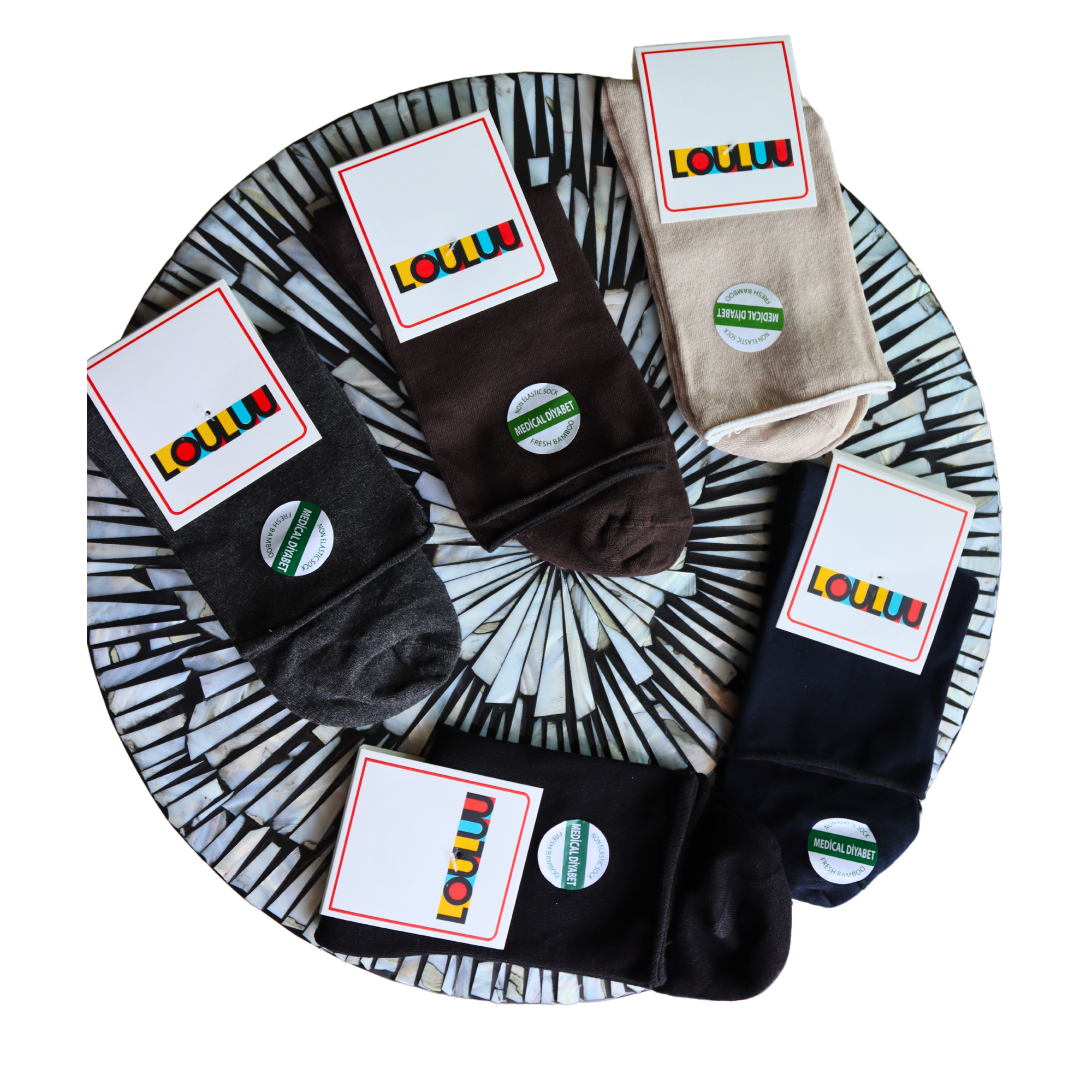 Louluu Men Beige Colour Bamboo Diabetic Ankle Socks