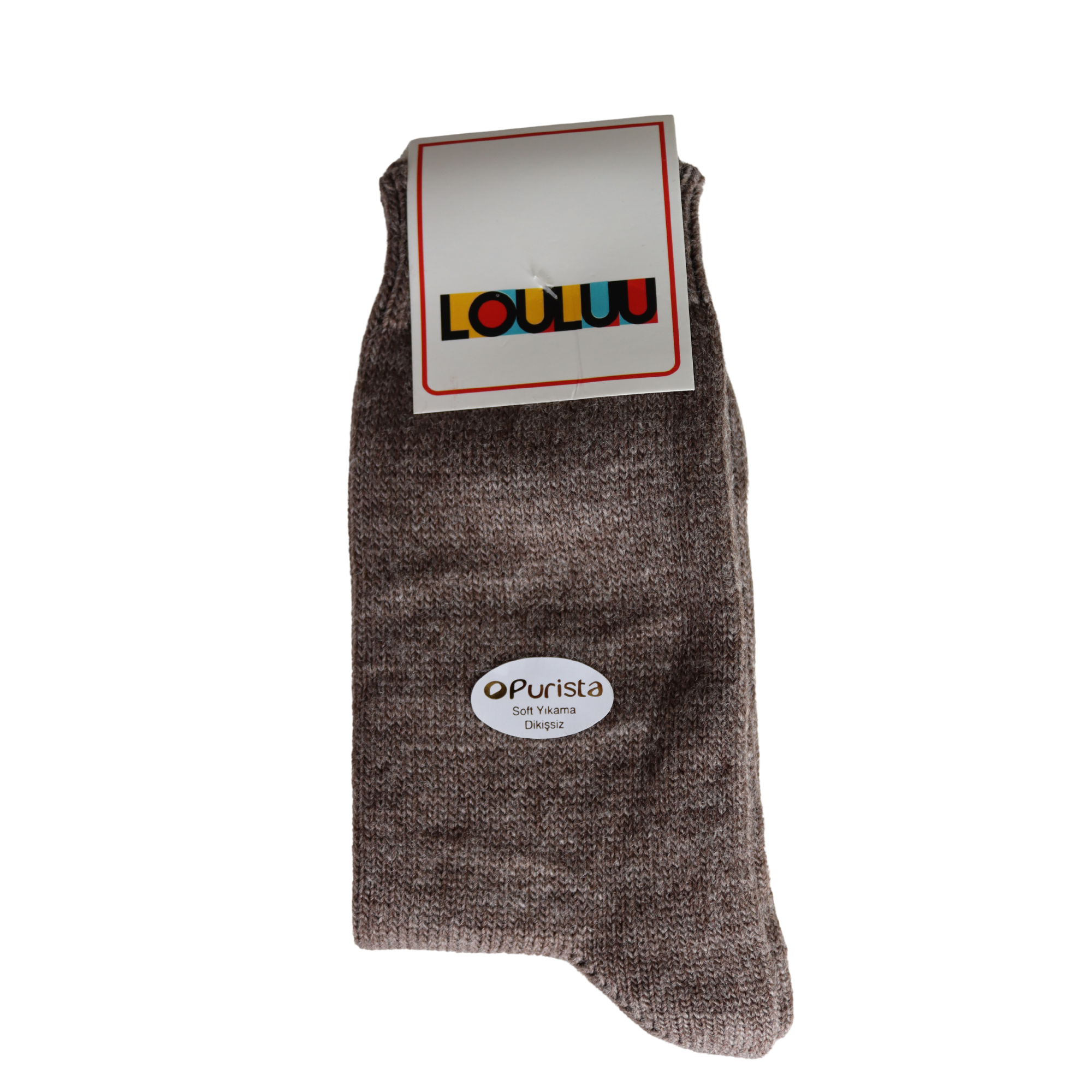 Louluu Women Brown Colour Lambswool Socks