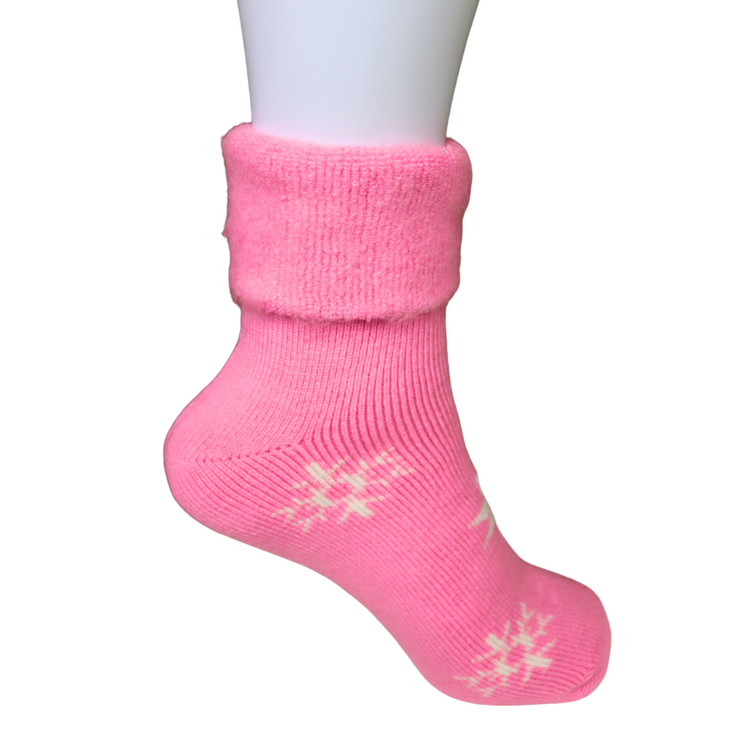 Louluu Women Thermal Snowflake Pink Colour Socks