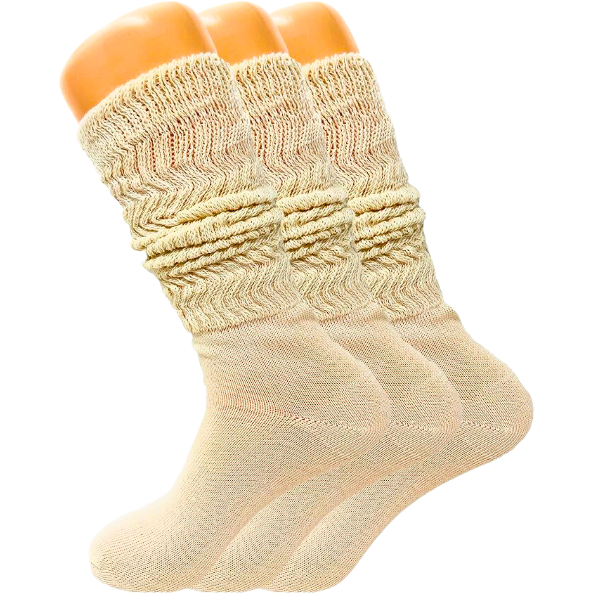 Louluu Women Cream Colour Slouch Socks