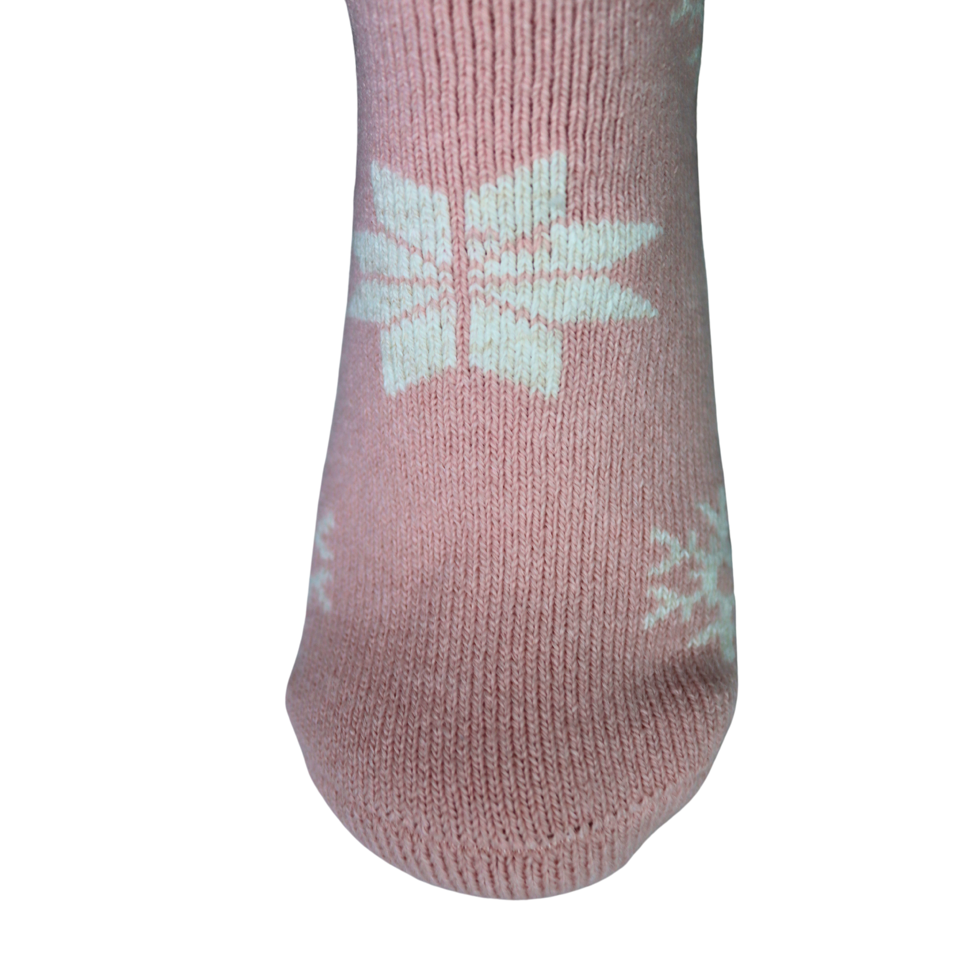 Louluu Women Thermal Snowflake Light Pink Colour Socks