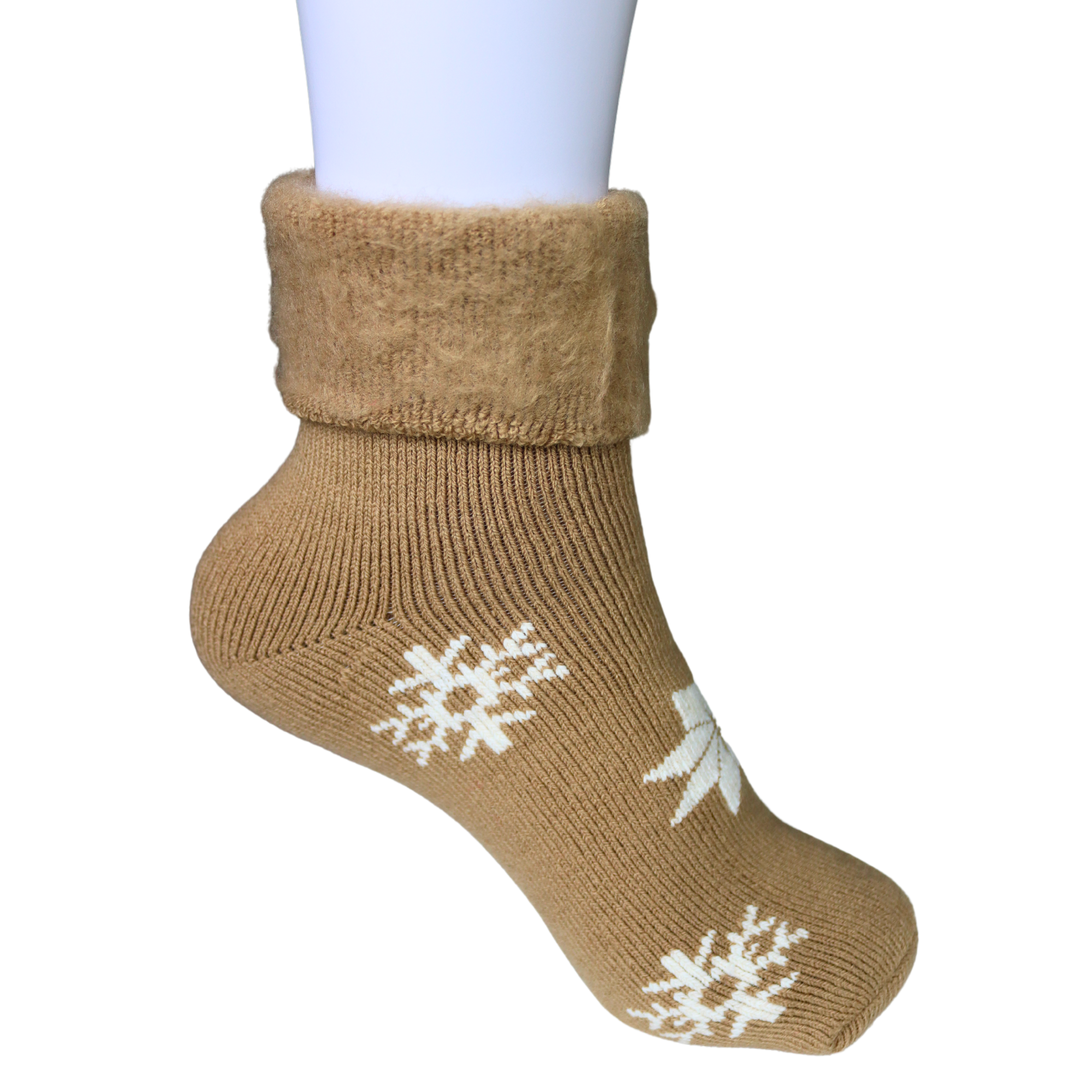 Louluu Women Thermal Snowflake Brown Colour Socks