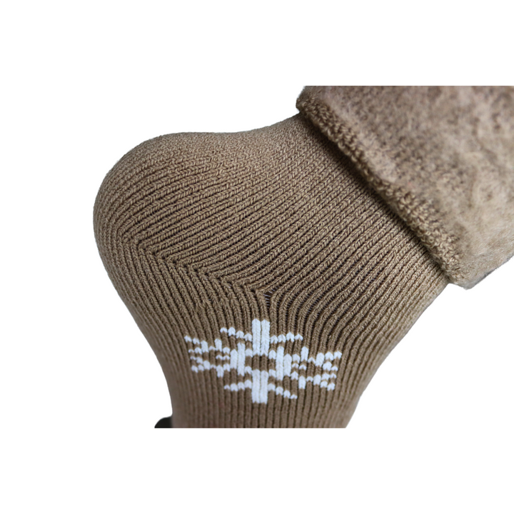 Louluu Women Thermal Snowflake Brown Colour Socks