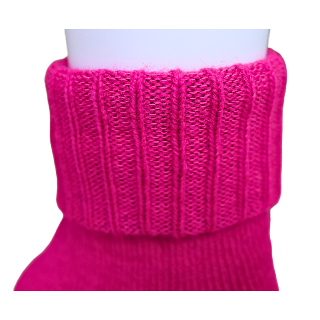 Louluu Wool Fuchsia Colour Turn Cuff Soft Ankle Socks