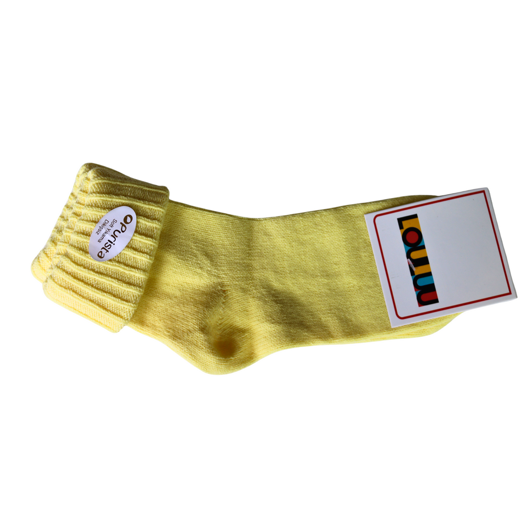 Louluu Wool Yellow Colour Turn Cuff Soft Ankle Socks