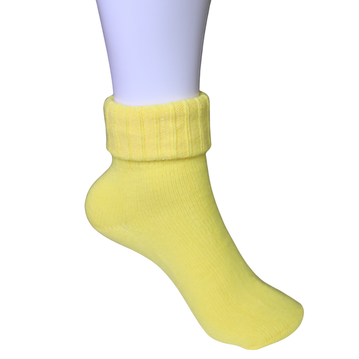 Louluu Wool Yellow Colour Turn Cuff Soft Ankle Socks