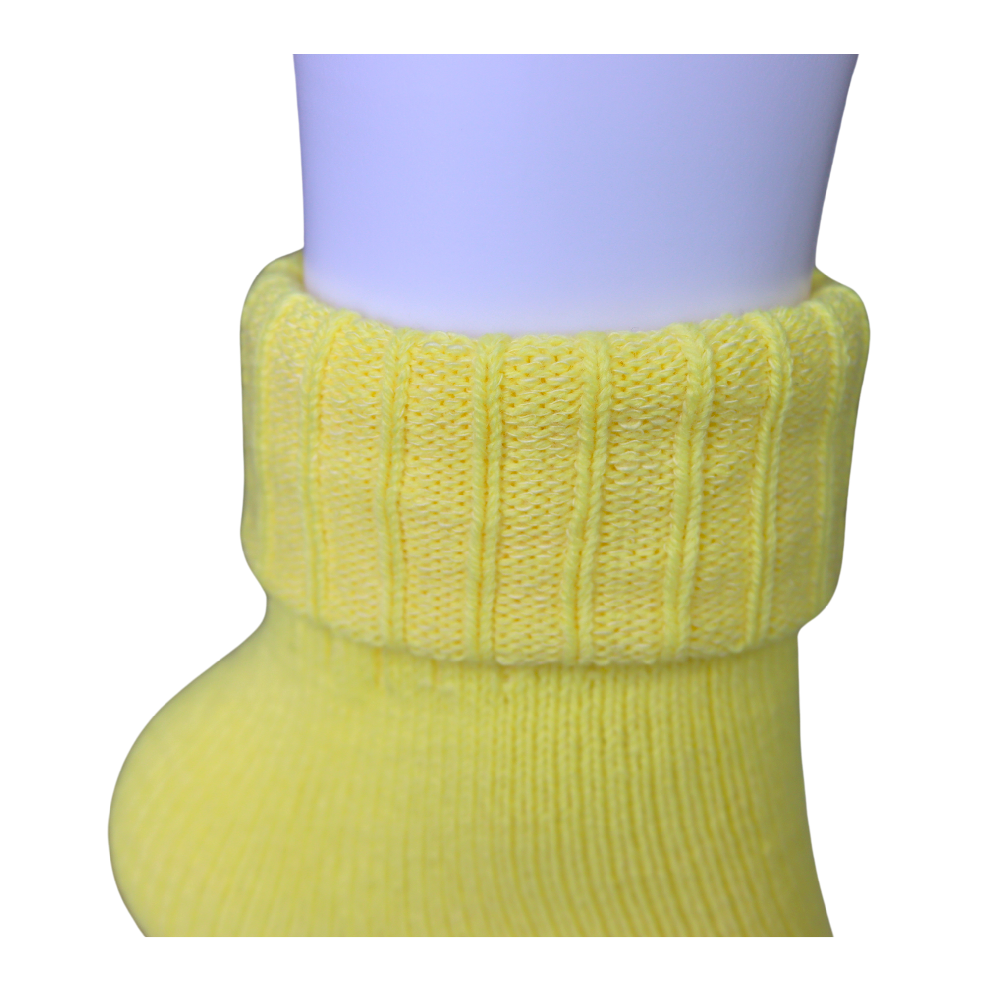 Louluu Wool Yellow Colour Turn Cuff Soft Ankle Socks