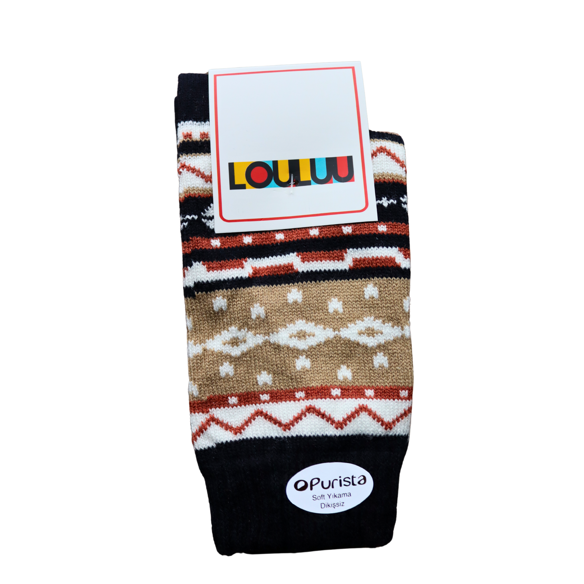 Louluu Women Black Colour Nordic Design Socks