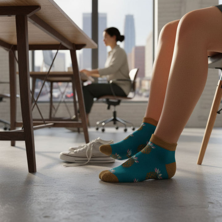 Louluu unisex cotton low cut socks — lifestyle on feet