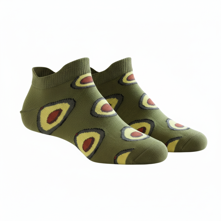 Louluu unisex cotton Avocado low cut socks — side profile view, breathable &amp; comfortable | Louluu