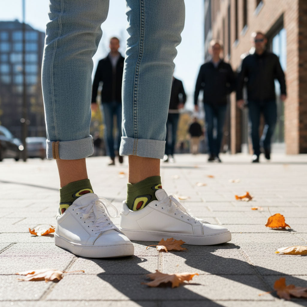 Louluu unisex cotton low cut socks — lifestyle on feet