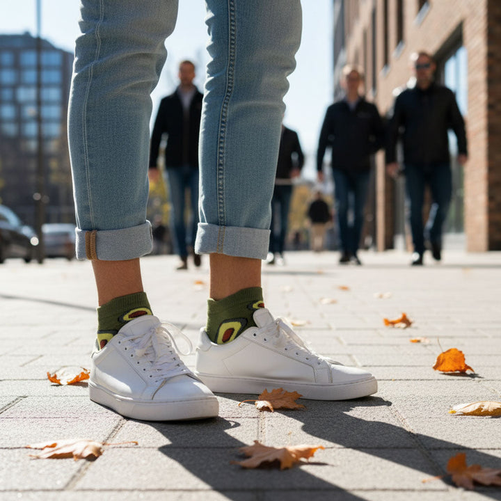 Louluu unisex cotton low cut socks — lifestyle on feet