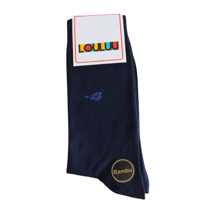 Louluu Men Plain Dark Blue Colour Bamboo Socks