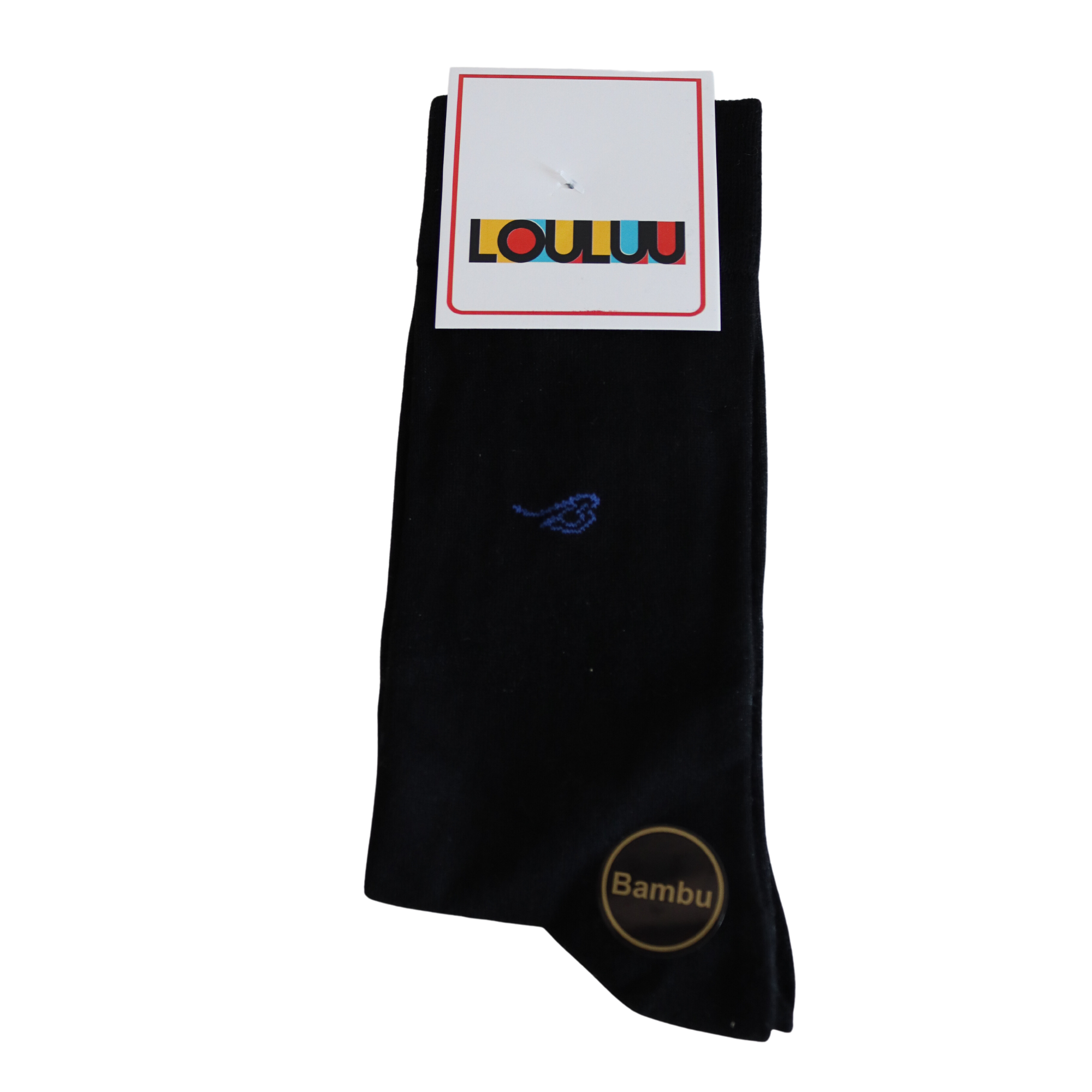 Louluu Men Plain Black Colour Bamboo Socks