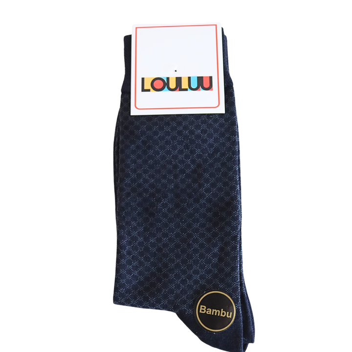 Louluu Men Roan Dark Blue Colour Bamboo Socks
