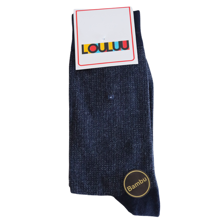 Louluu Men Wave Dark Blue Colour Bamboo Socks