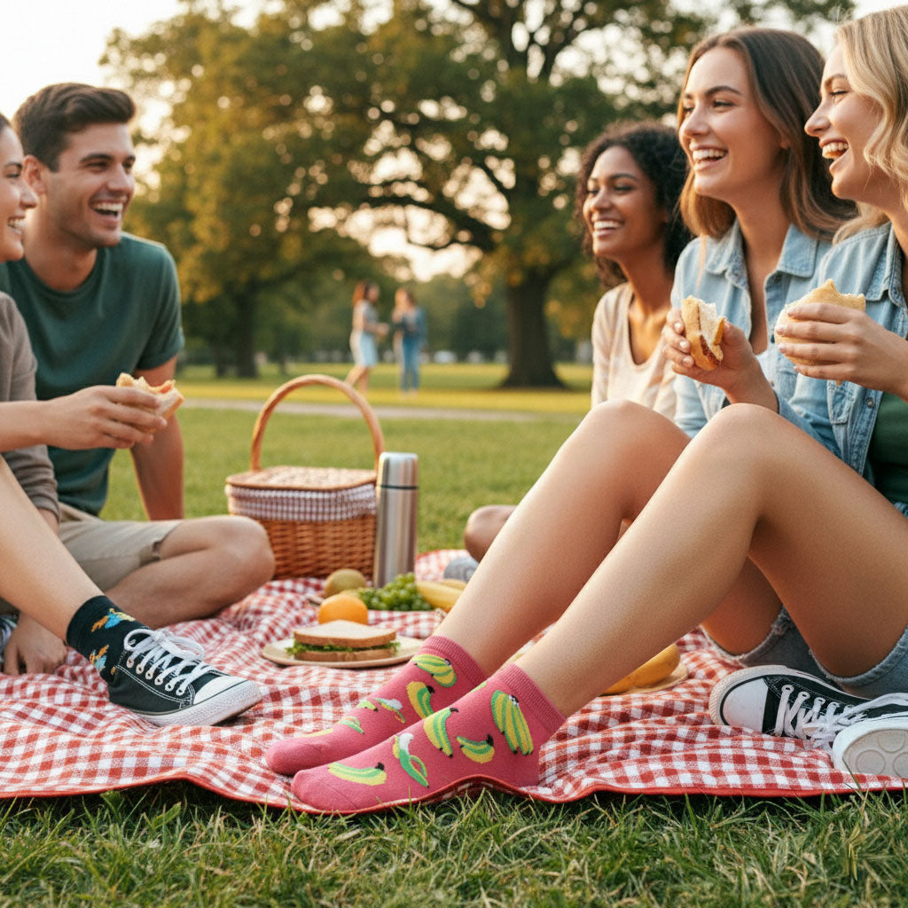 Louluu unisex cotton low cut socks — lifestyle on feet