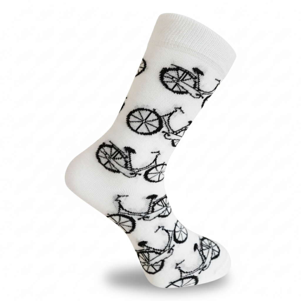 Louluu unisex cotton Bicycle crew socks — side profile view, breathable &amp; comfortable | Louluu