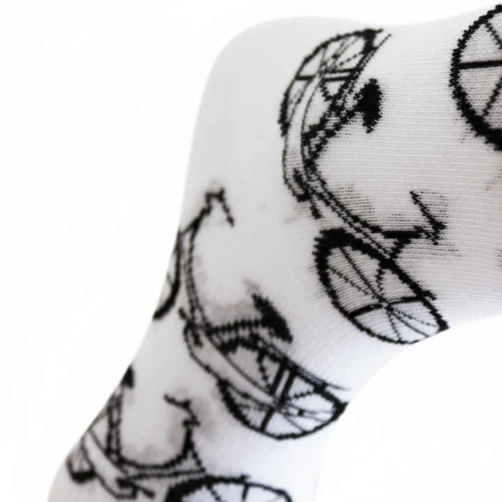Louluu unisex cotton Bicycle crew socks — close-up of fabric texture, UK sizes available at Louluu