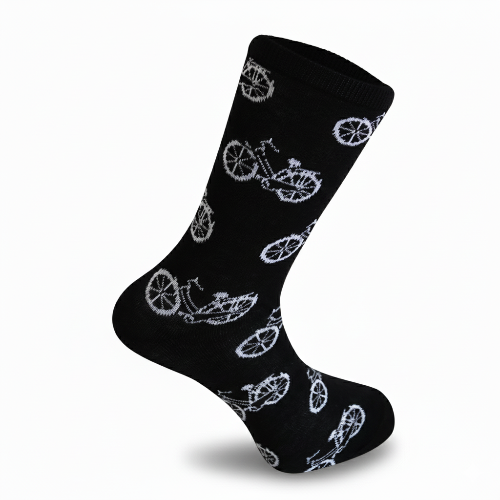 Louluu unisex cotton Bicycle crew socks — seamless — front view | Louluu