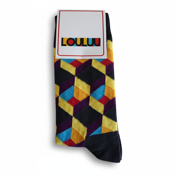 Louluu unisex cotton crew socks close-up of toe and heel detail — soft &amp; durable fabric