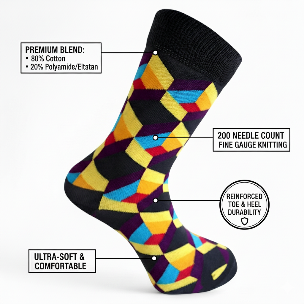 Louluu unisex cotton crew socks — close-up of fabric texture, UK sizes available at Louluu