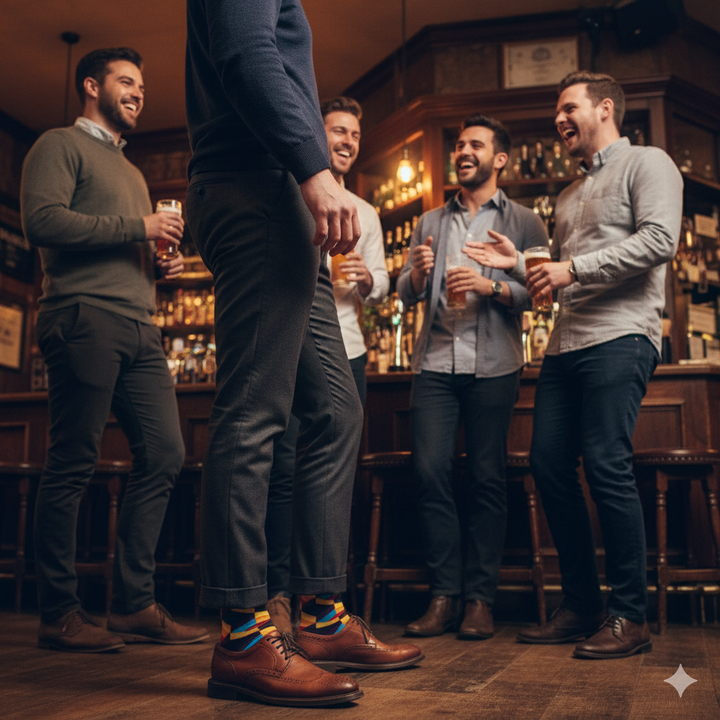 Louluu unisex cotton crew socks — lifestyle on feet