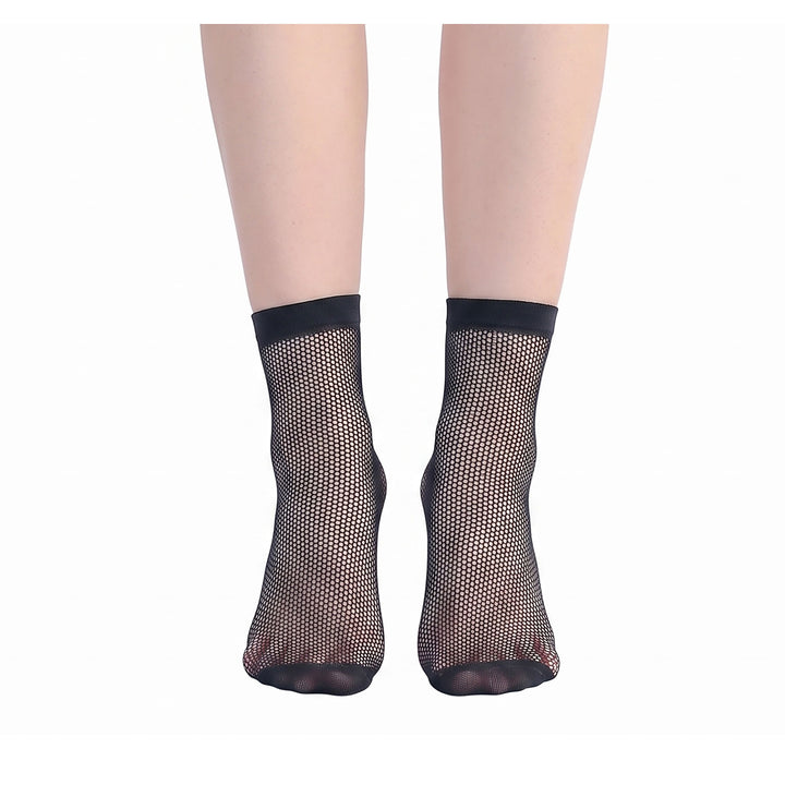 Daymod Rete Fishnet Ankle Socks – Front View on Model | Fishnet Socks UK