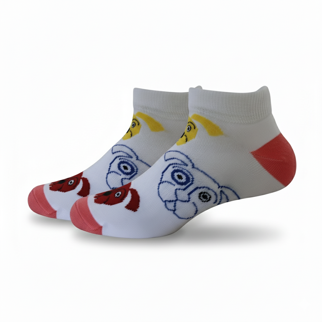 Louluu unisex cotton Dog low cut socks — seamless — front view | Louluu
